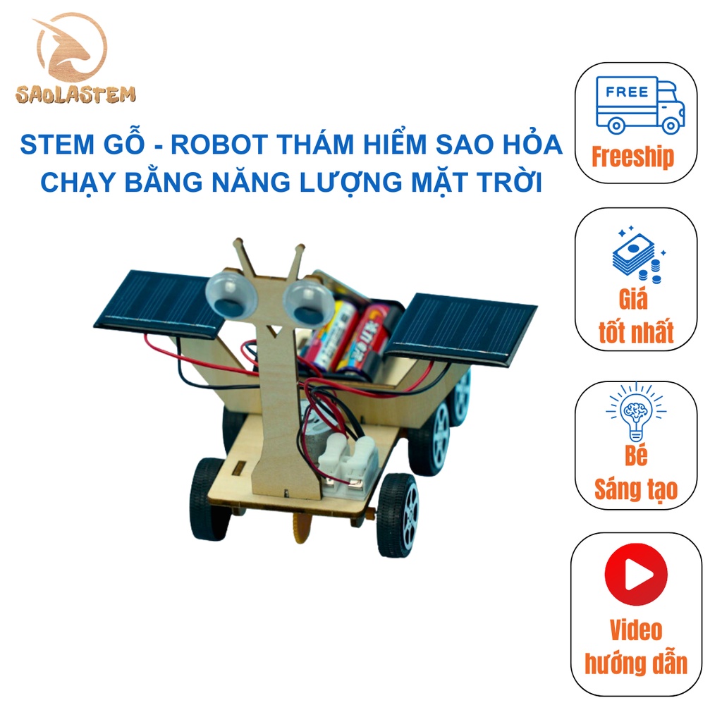 Đồ chơi stem - robot thám hiểm sao hỏa chạy bằng năng lượng mặt trời - stem khoa học, giáo dục, trí tuệ.
