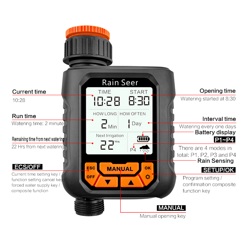 【Popular】 Rain Seer Large LCD Display Water Timer Waterproof IP65 Home ...