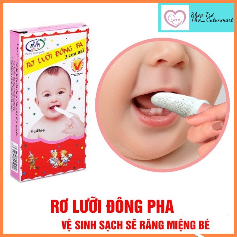 Rơ lưỡi, gạc rơ lưỡi xỏ ngón Đông Fa (tách lẻ 1 hộp 5cái)