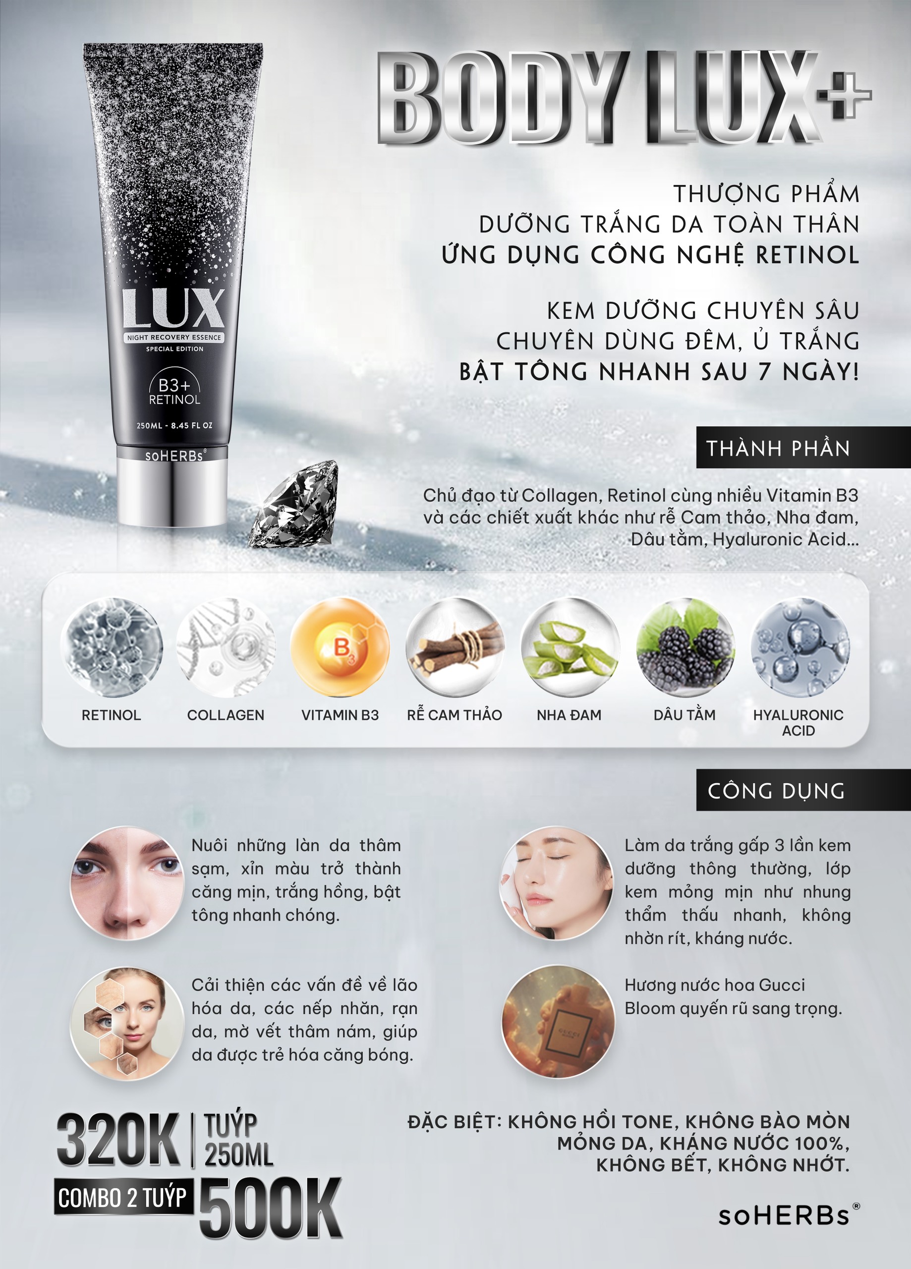 [CHÍNH HÃNG] Kem body LUX soHERBs date mới