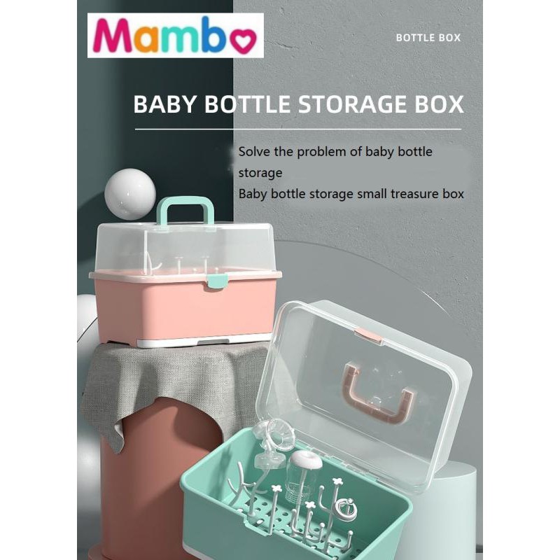 【COD】Baby Feeding Bottle Drying Rack With Cover Baby Bottle Storage Box