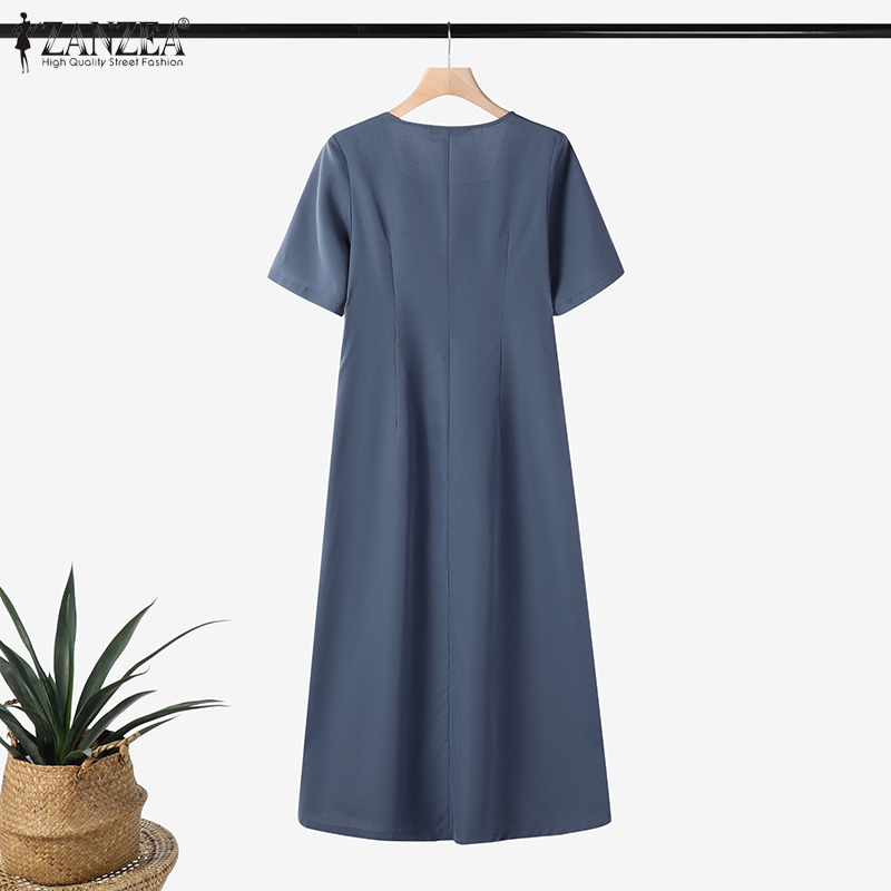 ZANZEA%20Korean%20Style%20Women%20New%20Fashion%20Square%20Neck%20Dresses%20Raglan%20Sleeve%20A-Line%20Drawstring%20Midi%20Solid%20Dress%20#0303%20-%20Image%207