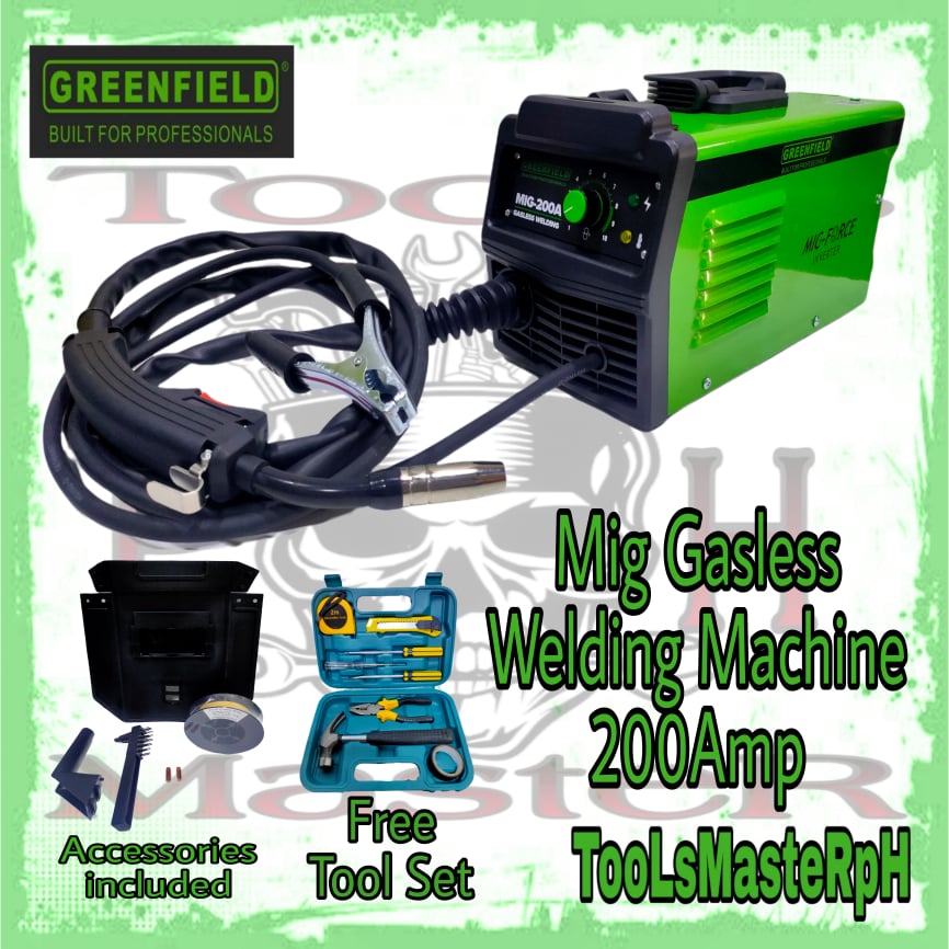 GREENFIELD 200Amp MIG Gasless Welding Machine 080310200M Free Toos