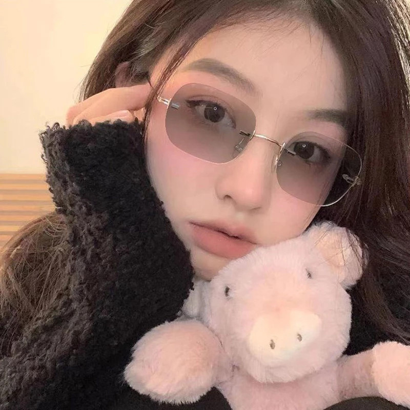 New Photochromic Anti Radiation Frameless Glasses For Women Men Rimless Transition Glasses Shades No Frame Eyeglass Computer Eyewear. 