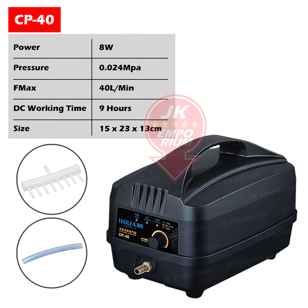 Hailea CP40 CP60 AC/DC Air Pump Fish Pond Aquarium ACDC Rechargeable Battery CP60 Pam Angin