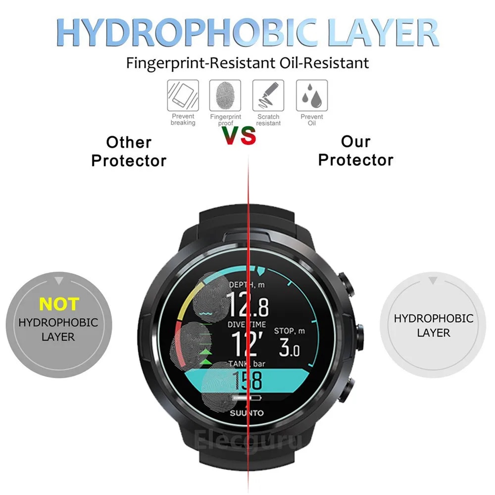 【Clearance sale】 3pcs For Suunto D5 Dive Computer Smartwatch Tempered Glass Full Screen Protector Clear Anti-Scratch Anti-Shatter Protective Film