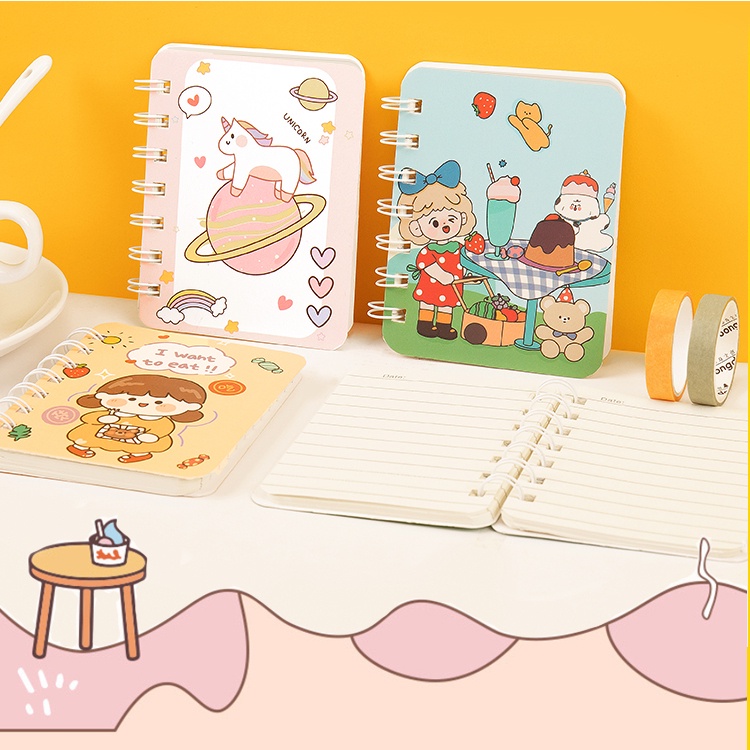 Note book  mini size A7 dễ thương , sổ tay 160 trang tiện dụng