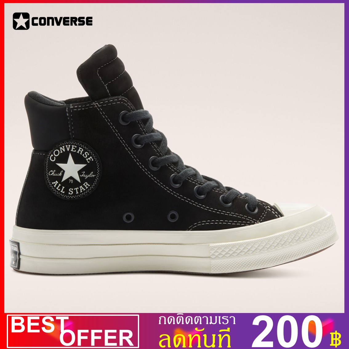 [[ ลิขสิทธิ์ ]] Converse Black Anodized Metals Chuck 70 Padded High