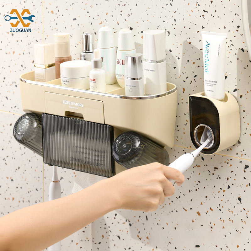 ZUOGUAN Toothbrush holder, non perforated toothpaste cup holder