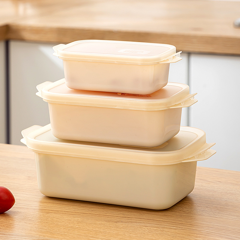 Thickened transparent sealed crisper box, rectangular freezer storage box, plastic microwavable food grade storage box