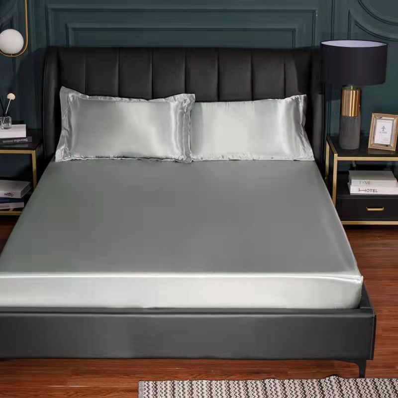 [Ga Trải Giường Bằng Lụa Lạnh Mùa Hè + Vỏ Gối] Bộ 3 Chiếc, Ga Trải Giường Mềm Mại Và Mịn Màng, Ga Trải Nệm, Ga Trải Giường Mùa Hè Mát Mẻ Và Vỏ Gối, Bao Gồm Tất Cả Các Tấm Chống Trượt, Tấm Mỏng, kích Cỡ: Queen / King / Super King