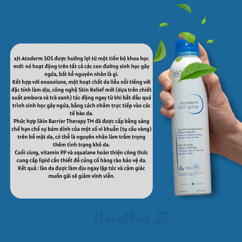 Xịt khoáng atoderm sos spray 200ml - sản phẩm chất lượng cao, được yêu thích săn đón trên thị trường hiện nay, hàng đảm bảo dùng siêu thích mời khách yêu trải nghiệm