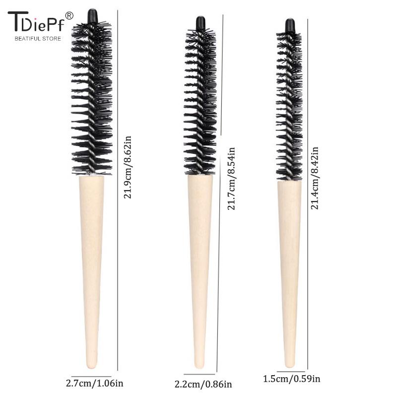 Wenefang Fashion Small Round Hair Brush Pro Salon Teasing Back Hair Brushes Wood Slimline Comb Hair Brush Extension Hairdressing Styling DIY Tool. 