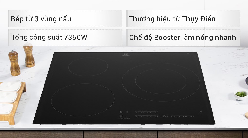 [Trả góp 0%]Bếp từ 3 vùng nấu lắp âm Electrolux LIT60342 (Giá áp dụng giao tại HN, HCM& các tỉnh liên hệ shop)