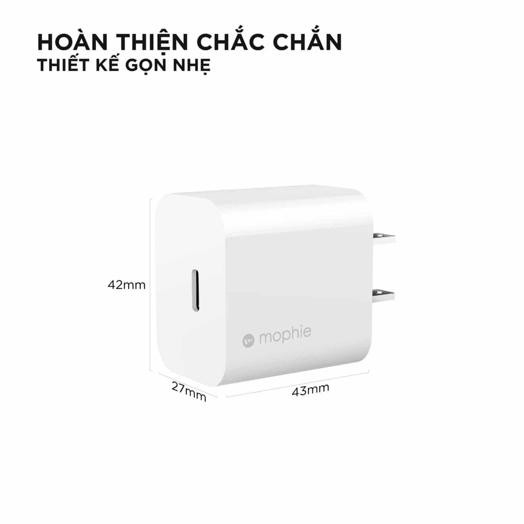 Củ sạc nhanh Mophie Wall Adapter-USB C + PD 25W và 30W