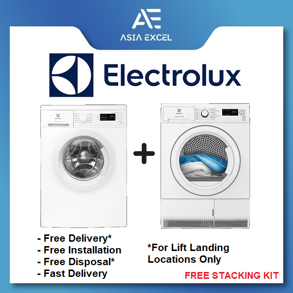 (Bulky) ELECTROLUX EWF8025DGWA 8KG FRONT LOAD WASHING MACHINE + ELECTROLUX EDH804H3WB 8KG FRONT