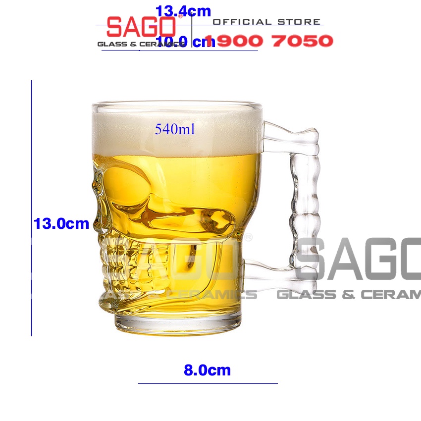 Ly thủy tinh deli skull beer mug 540ml | zb309 , ly uống bia cao cấp