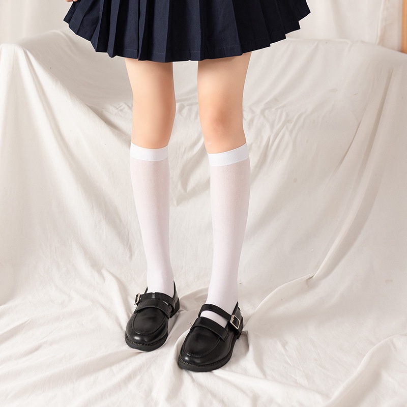 IELGY Light/velvet/medium tube/jk uniform/Japanese/student/black and white calf socks. 