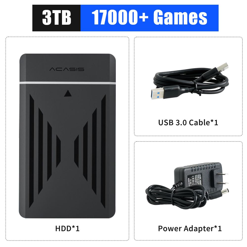 3TB Retro Gaming Hard Drive With Launchbox/Retrobat/Playnite Retro Disk -Option -GC 3T-706W-2-Option -GC 3T-706W-2.