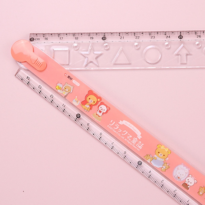 Cartoon Bear Multi-function Folding Ruler 30 Cm Transparent Scale Drawing Ruler Student Stationery Supplies