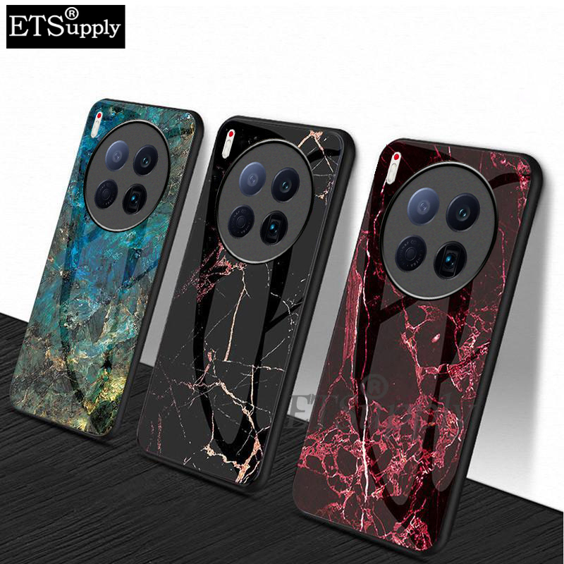 For Phone case Tecno Camon 40 Premier 40 Pro Fashion Marble Tempered Glass Protector Soft Frame Silicon Back cover Tecno 40Premier 40Pro.
