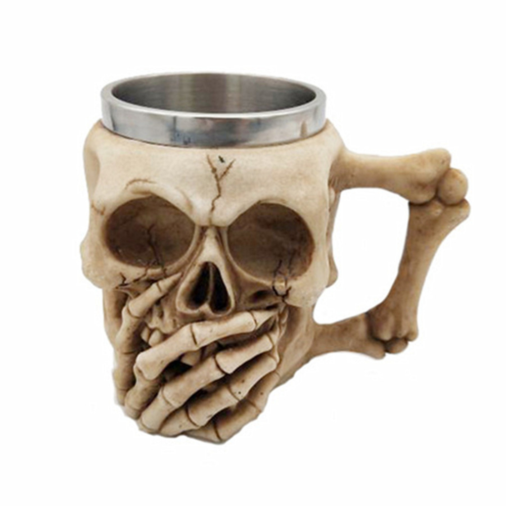 Fdikou 批发促销 3D Skull Cup Halloween Thriller Cup Decoration Skull Cup Halloween Decoration resin skeleton ghost Mug Coffee Cup Halloween Gift 0823