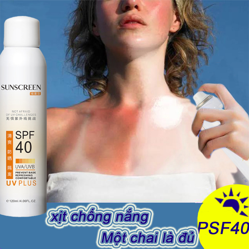 xịt chống nắng cách ly tia UV SPF40  trên mặt toàn thân có thể sử dụng không bị nhờn chống nắng hình thành lớp sương trên da 360 độ chống nắng 120ml dễ dàng mang theo sử dụng 4 mùa