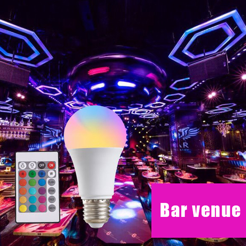 16 Colors RGB Bulb LED Multicolor Bulb E27 Base 220V Household Lighting Dimmable 24 Key Remote Control Atmosphere Neon Light. 