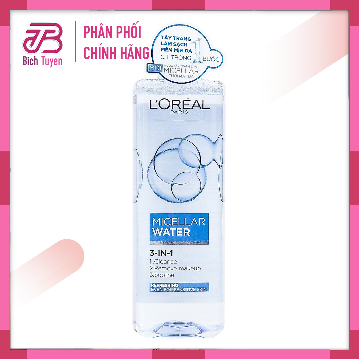 Nước tẩy trang l'oreal xanh nhạt tươi mát cho da nhạy cảm - l'oreal paris 3-in-1 micellar water 400ml tẩy trang loreal
