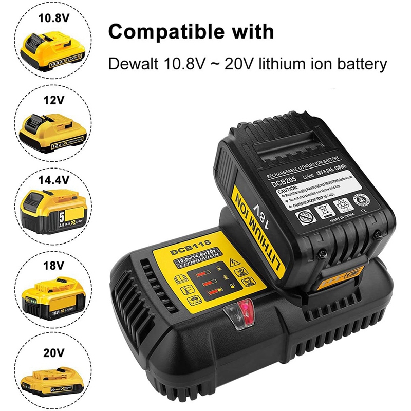 DCB118 Battery Charger for Dewalt 