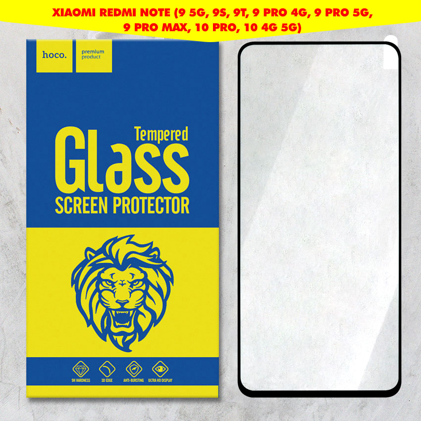 Kính cường lực cho Xiaomi Redmi Note 9 5G, Note 9S, Note 9T, Note 9 Pro 4G 5G, Note 9 Pro Max, Note 10 Pro, Note 10 4G 5G Full màn hình hiệu Hoco.tw mẫu 2021