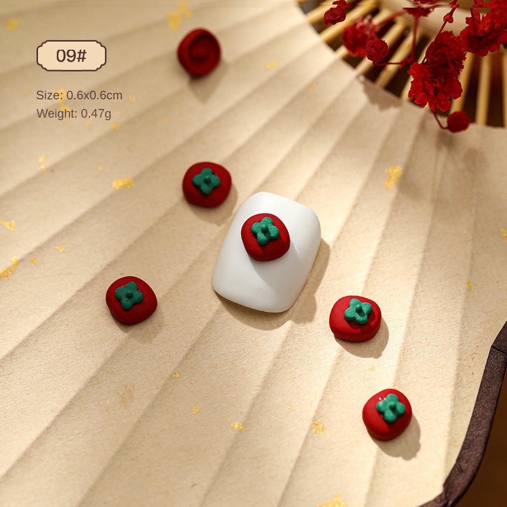 1PC Nail Decorative Sticker Red Chinese Manicure Chinese Nail Drill Alloy Nail Art Accessories Nail Drill Nail Accessories
