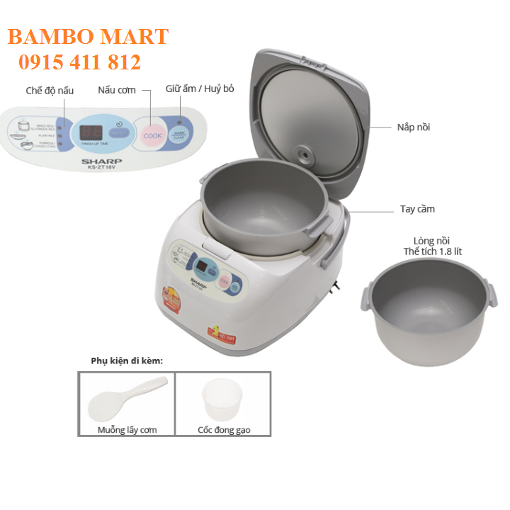 Nồi cơm điện tử Sharp KS ZT18 1.8 lít Thái Lan