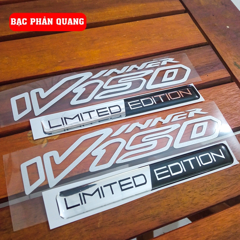 Bộ 2 tem winner 150 limited edition dán xe, pvc 3d nổi phản quang