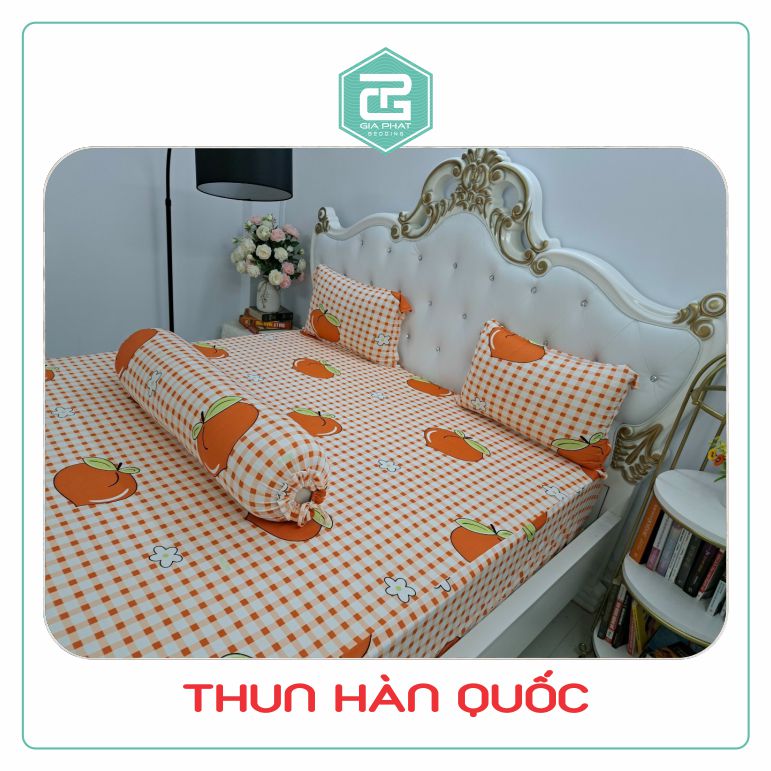 Bộ ga Thun Lạnh Hàn Quốc 4 món (1 ga bọc + 2 vỏ gối nằm + 1 vỏ gối ôm)