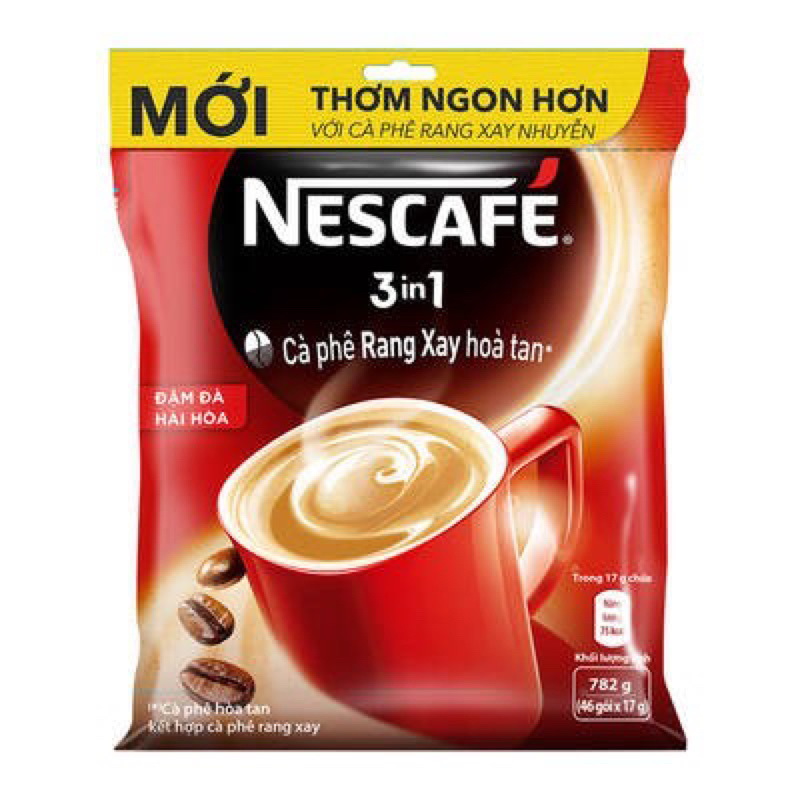 Túi 46 gói x 17g nescafe 3in1 rang xay đậm đà hài hoà