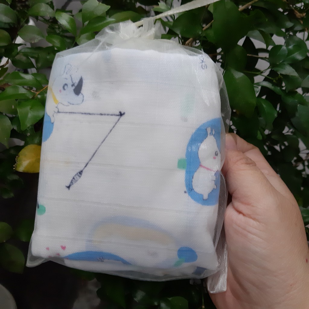Khăn sữa Aden cotton set 10c túi lưới