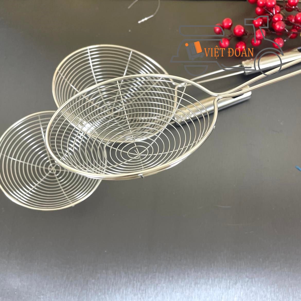 Vợt vớt xương, vớt trân châu, vợt chiên thực phẩm - inox chắc chắn.. nhiều size. dụng cụ làm bánh, nấu ăn