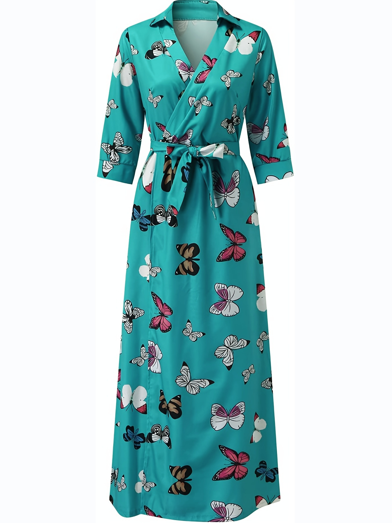 【Worth-Buy】 Women Print Dress V-Neck Bat Sleeve Ruffl Flowers Print Bohemian Beach Sundress Ladies Loose Summer Vacation Mini Dresses.