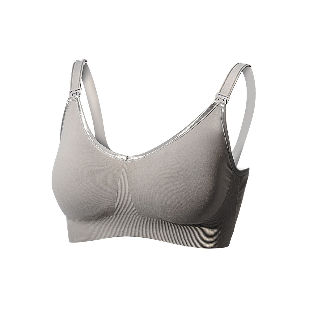Maternity Bra Without Steel Ring, Front Buckle, Adjusted, Seamless Bras For  Sleeping And Nursing With Removable Pads, Preventing Milk Overflow Pads And  Extension Buckle, Grey