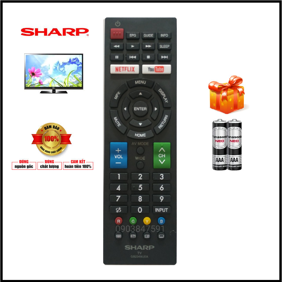 [HCM]Điều Khiển Smart Ti Vi SHARP( GB234WJSA )