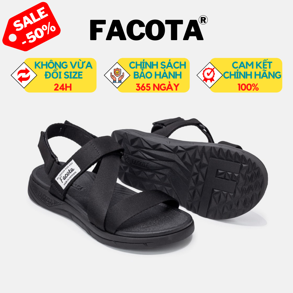 [FACOTA CHÍNH HÃNG] Giày Dép Sandals Facota Nam Nữ Đen NN01 - Sandal Êm Nhẹ Đẹp