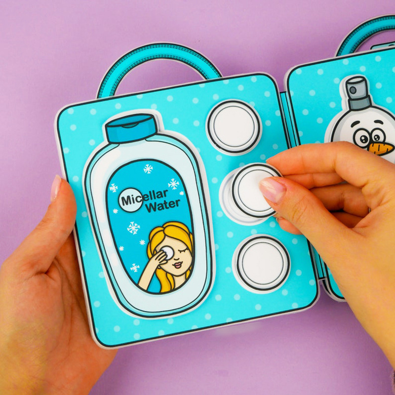 Cartoon Makeup Kit Quiet Book Girl Doll Dress Up Sticker Books Material Package Decompress Toys For Kid Gifts.