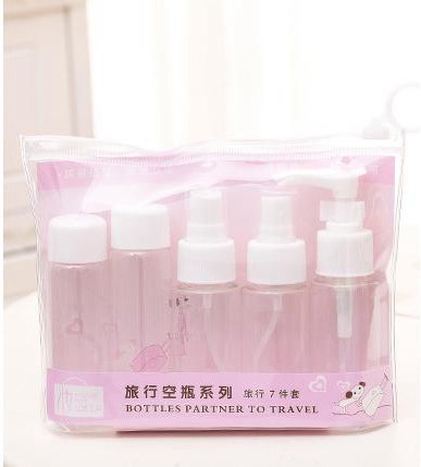 Bộ Chiết Mỹ Phẩm - Set5 Lọ Chiết Mỹ Phẩm Mini Đem Du Lịch Có Túi Zip-  Hũ Nhựa Chiết Đồ Skincare 4002