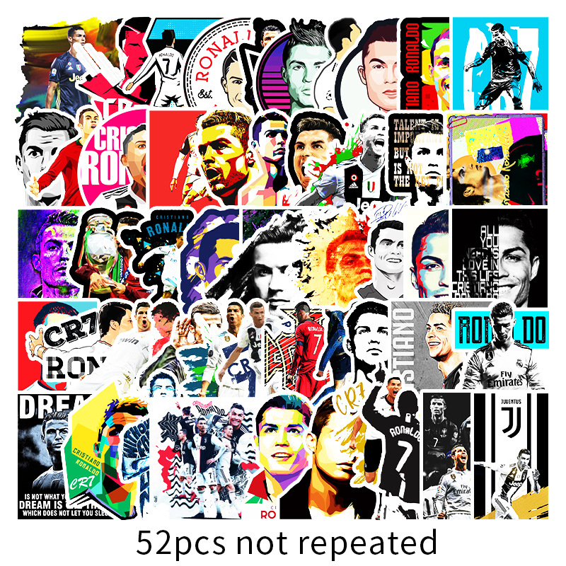 52 Ronaldo Doodle Stickers Luggage Laptop Motorcycle Scooter Car Decoration Sticker