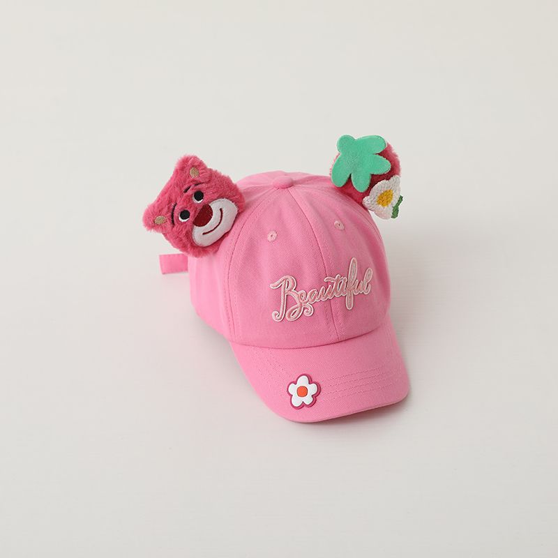 HOBIBEAR Children's baseball cap strawberry bear cute rose pink sweet baby cap