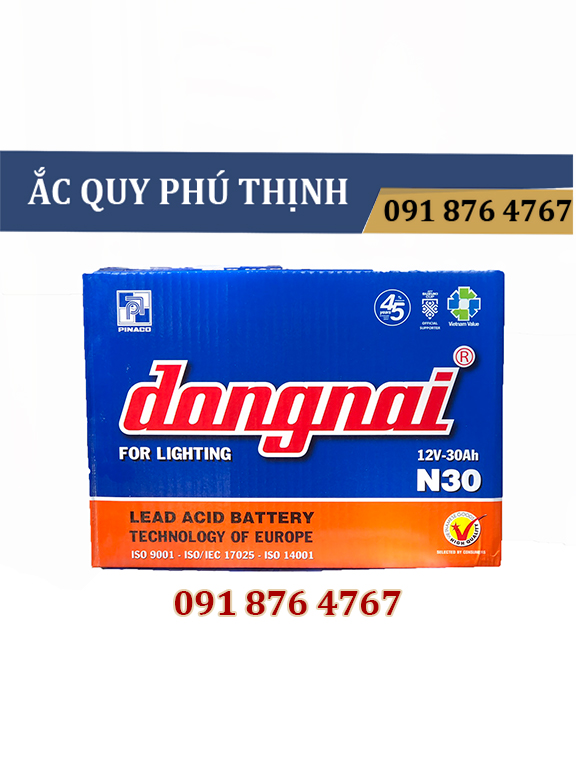 Ắc quy Đồng Nai 12V-30Ah N30 (chưa bao gồm dung dịch)