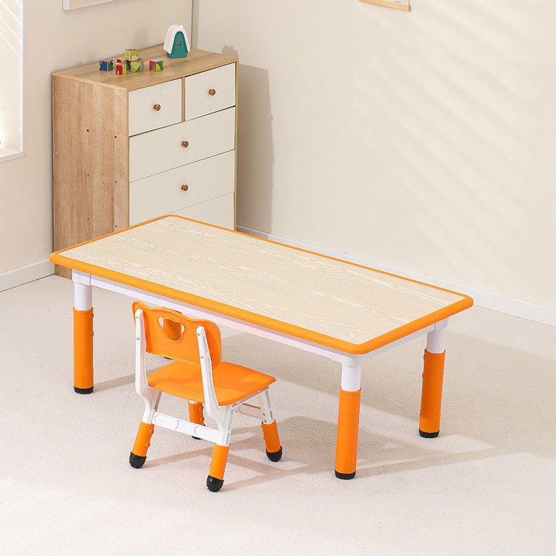 Kindergarten children's desk, height-adjustable learning table, rectangular plastic desk