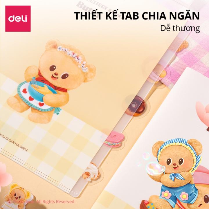 Túi Đựng Tài Liệu 5 Ngăn BUTTER BEAR Deli File Cặp Tệp Đựng Tài Liệu A4 Giấy Tờ Thiết Kế Tiện Lợi Đáng Yêu Cho Học Sinh - Hình ảnh 5