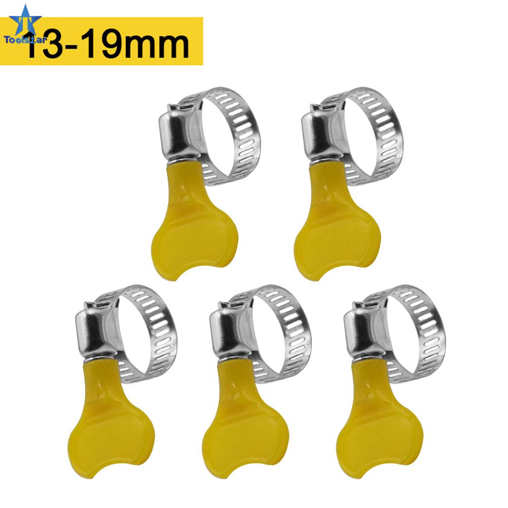 Toolstar Yellow Plastic Handle Hand Wriggle Hose Clamps for Easy Installation Set of 5